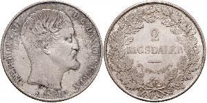 2 Rigisdaler Danimarca Argento Federico VII di Danimarca (1808-1863)