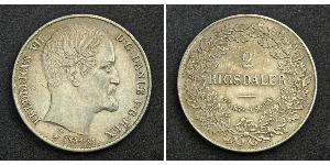 2 Rigisdaler Danimarca Argento Federico VII di Danimarca (1808-1863)