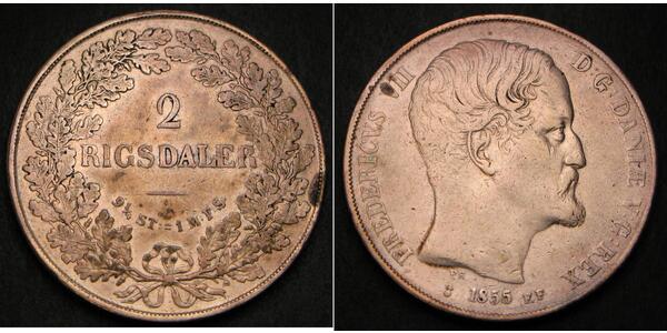 2 Rigisdaler Danimarca Argento Federico VII di Danimarca (1808-1863)
