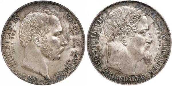 2 Rigisdaler Danimarca Argento 