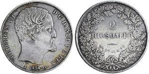 2 Rigisdaler Dänemark Silber Friedrich VII. von Dänemark (1808-1863)