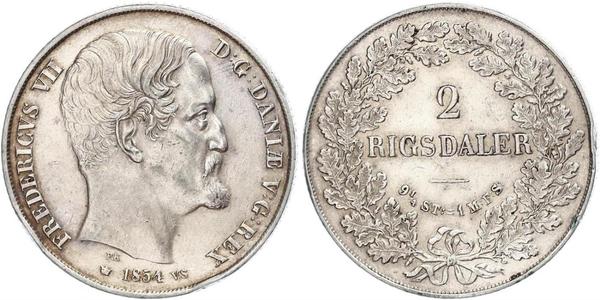 2 Rigisdaler Denmark Silver Frederick VII of Denmark (1808-1863)