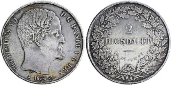 2 Rigisdaler Denmark Silver Frederick VII of Denmark (1808-1863)