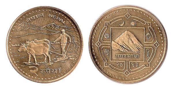 2 Rupee Nepal Rame/Acciaio 