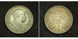 2 Salung / 1/2 Baht Thailandia Argento Vajiravudh (1880 – 1925) 