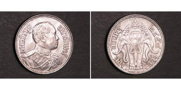 2 Salung / 1/2 Baht Thailandia Argento Vajiravudh (1880 – 1925) 