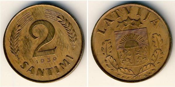 2 Santims Latvia Bronze 