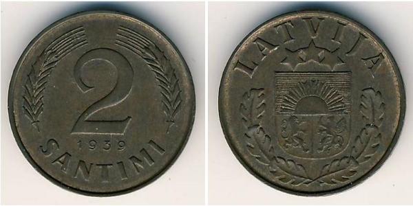 2 Santims Latvia Bronze 