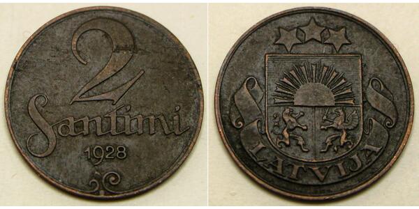 2 Santims Latvia Bronze 