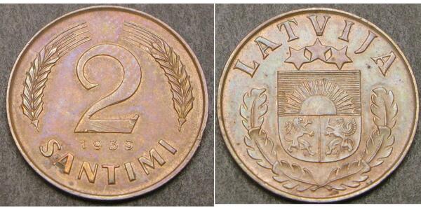 2 Santims Latvia Bronze 