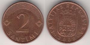 2 Santims Lettonie (1991 - ) Cuivre/Acier 