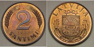 2 Santims Латвия Бронза 