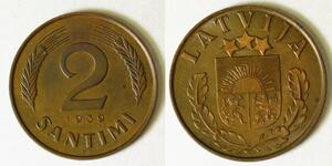 2 Santims Латвія Бронза 
