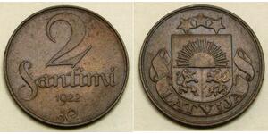 2 Santims Латвія Бронза 