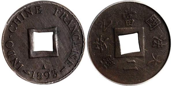 2 Sapeque Французький Индокитай (1887-1954) Мідь 