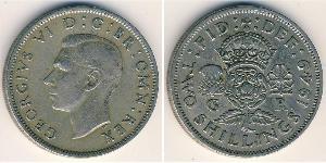 2 Shilling Regno Unito  Argento Giorgio VI (1895-1952)