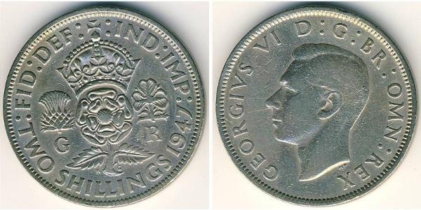 2 Shilling Regno Unito  Argento Giorgio VI (1895-1952)