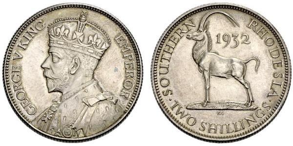 2 Shilling Southern Rhodesia (1923-1980) Argento Giorgio V (1865-1936)