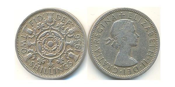 2 Shilling Regno Unito (1922-) Rame/Nichel Elisabetta II (1926-2022)