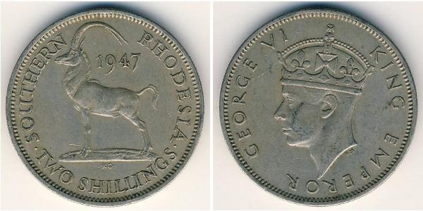 2 Shilling Southern Rhodesia (1923-1980) Rame/Nichel Giorgio VI (1895-1952)