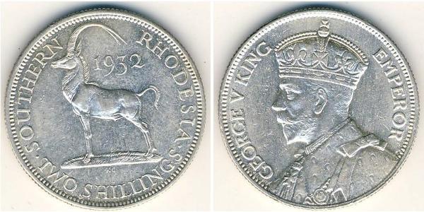 2 Shilling Southern Rhodesia (1923-1980) Silber George V (1865-1936)