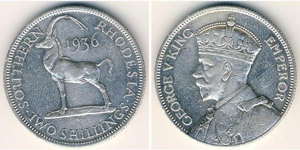 2 Shilling Southern Rhodesia (1923-1980) Silber George V (1865-1936)