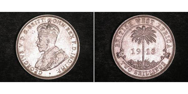 2 Shilling British West Africa (1780 - 1960) Silver George V of the United Kingdom (1865-1936)