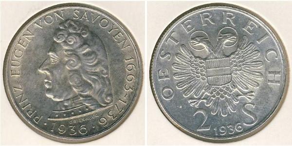 2 Shilling Federal State of Austria (1934-1938) Silver 