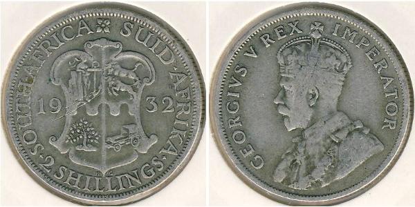 2 Shilling South Africa Silver George V of the United Kingdom (1865-1936)