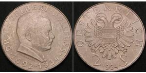 2 Shilling Federal State of Austria (1934-1938) 銀 
