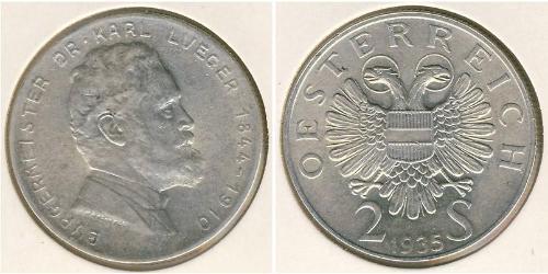 2 Shilling Federal State of Austria (1934-1938) 銀 