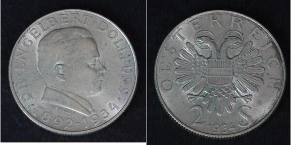 2 Shilling Federal State of Austria (1934-1938) 銀 