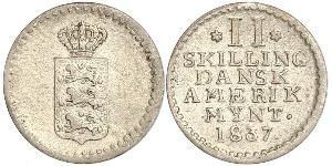 2 Skilling Dinamarca Plata Federico VI de Dinamarca (1768 -1839)