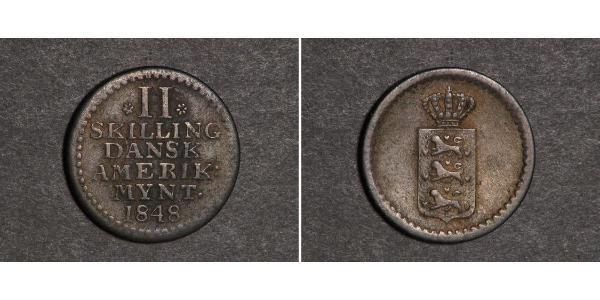 2 Skilling Dinamarca Plata Federico VI de Dinamarca (1768 -1839)