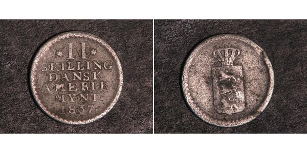 2 Skilling Dinamarca Plata Federico VI de Dinamarca (1768 -1839)