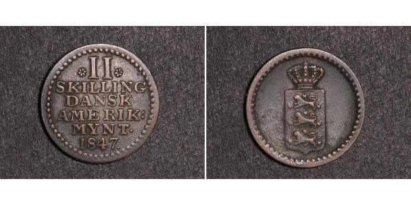 2 Skilling Dänemark Silber Friedrich VI., König von Dänemark (1768 -1839)