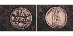 2 Skilling Denmark Silver Frederick VI of Denmark (1768 -1839)