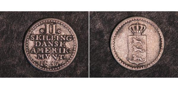 2 Skilling Denmark Silver Frederick VI of Denmark (1768 -1839)