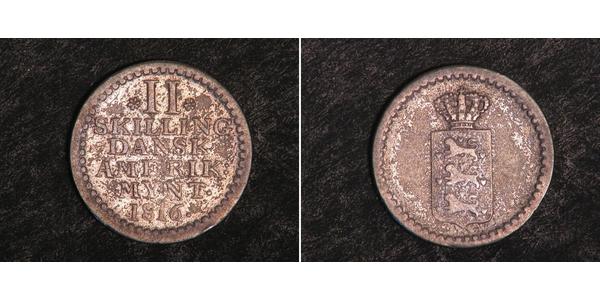 2 Skilling Denmark Silver Frederick VI of Denmark (1768 -1839)