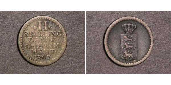 2 Skilling Denmark Silver Frederick VI of Denmark (1768 -1839)