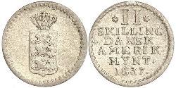 2 Skilling Дания Серебро Фредерик VI, король Дании (1768 -1839)
