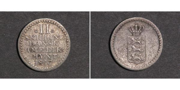 2 Skilling Дания Серебро Фредерик VI, король Дании (1768 -1839)