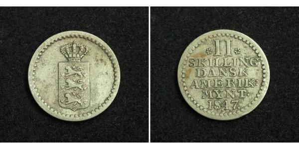 2 Skilling Дания Серебро Фредерик VI, король Дании (1768 -1839)