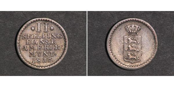 2 Skilling Дания Серебро Фредерик VI, король Дании (1768 -1839)