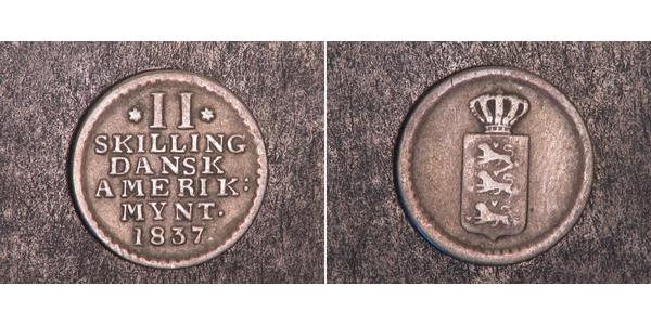 2 Skilling 丹麦 銀 弗雷德里克六世 (丹麦) (1768 - 1839)