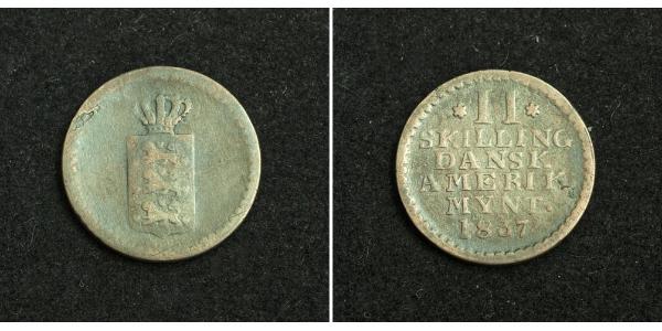 2 Skilling 丹麦 銀 弗雷德里克六世 (丹麦) (1768 - 1839)