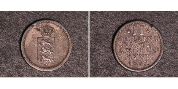 2 Skilling 丹麦 銀 弗雷德里克六世 (丹麦) (1768 - 1839)