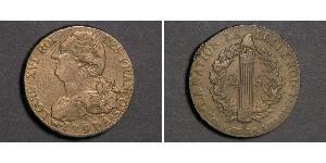 2 Sol Francia medioevale (843-1791) Bronzo Luigi XVI di Francia (1754 - 1793)