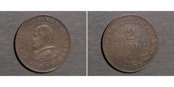 2 Soldo Vatican (1926-) Copper Pope Pius IX (1792- 1878)