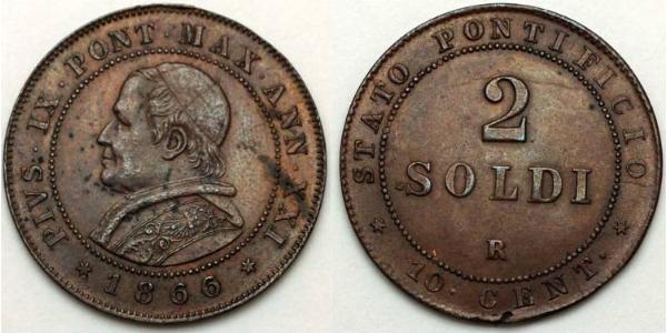 2 Soldo Vatican (1926-) Cuivre Pie IX (1792- 1878)